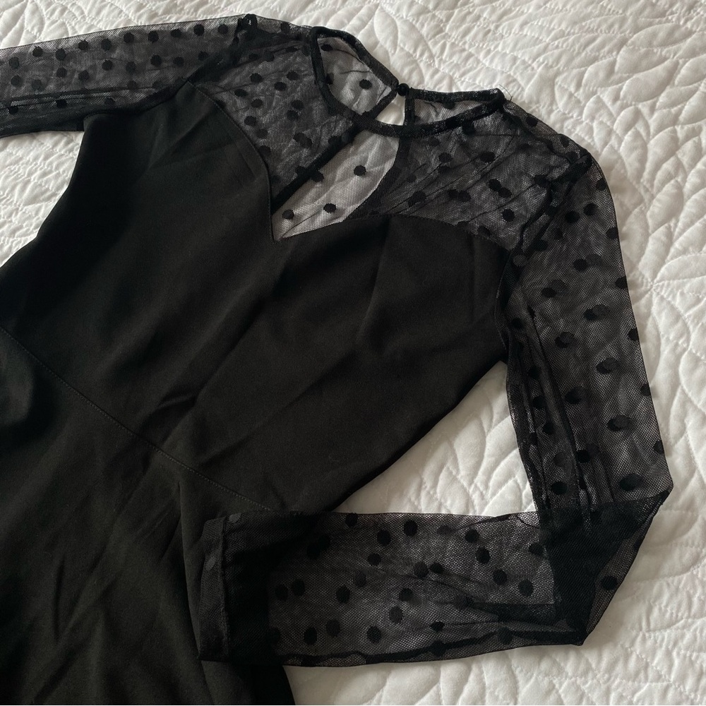 Black Dress w Sheer Polka Dot - Picture 6 of 7